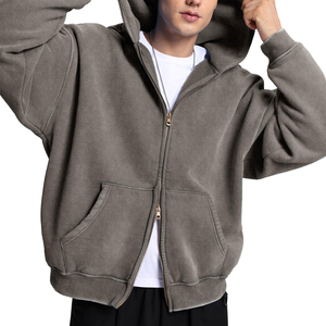 Sweat à capuche zippé pour homme, coupe ample, style streetwear, grammage lourd, pour garçons, en tissu de qualité, personnalisable, coupe oversize, avec la meilleure qualité OEM - Product Image 5