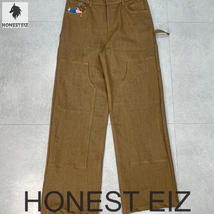 Pantalon cargo HONEST EIZ pour homme, taille haute, couleur unie, en denim de coton respirant, style streetwear, avec patchs décoratifs, idéal pour l'automne - Product Image 3
