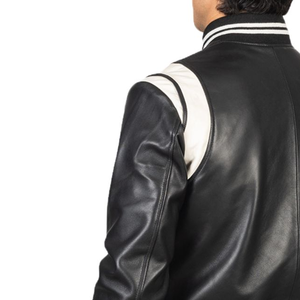 Blouson universitaire unisexe en laine coupe-vent et respirant, col montant noir, logo frontal, doublure en coton, streetwear personnalisable, hiver 2026 - Product Image 4
