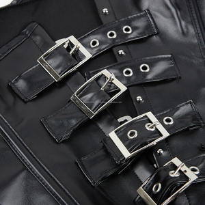 Women's Leather <b>Corset</b> Bustier | <b>Gothic</b> Waist Trainer Cincher Breathable Embroidery Sequined Design | Sexy Body Shaping Lingerie - Product Image 4