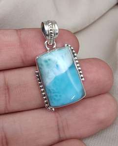 จี้ลาริมาร์ 925 เครื่องประดับเงินสเตอร์ลิงสำหรับผู้หญิงสร้อยคอพลอยธรรมชาติของขวัญเรียบง่ายหรูหรา - Product Image 4