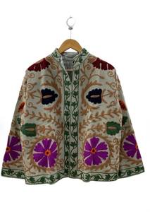 Handmade Beige Linen Suzani Embroidered Jacket Women Vintage Floral Kashmiri <b>Coat</b> Reversible Cotton Lined Ethnic Boho Kimono - Product Image 3