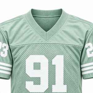 Jersey de Fútbol Americano Personalizado para Hombre, Transpirable, de Malla Ligera, Color Verde Menta, Sublimado, con el Número 91 Cosido, Uniforme de Equipo, Jersey de Práctica - Product Image 3