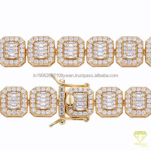 Bijoux Hip Hop de haute qualité Ice Out Lab Grown Diamond 925 Sterling Silver Round Tennis Chain Bracelet - Product Image 2