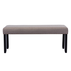 Banc et pouf gris en lin OEM pour salon, meubles de maison, style classique vietnamien en bois et lin MD03 - Product Image 6