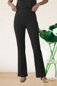 Pantalon Crayon Élégant Taille Haute Noir en Crêpe Longueur Intégrale Infroissable pour Femme Couleur Unie Automne - Product Image 4