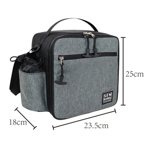 Insulated Thermal Cooler <b>Lunch</b> <b>Bag</b> 20L Senda Waterproof Foldable Gray Textile Zipper Closure Casual Style for Student Use - Product Image 5