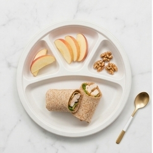 11 Inch Four Compartment Bagasse Meal Plate Biodegradable Compostable Disposable Sugarcane Fiber Tableware Restaurants Catering - Product Image 1
