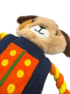 Jouet à mâcher pour chien en peluche robot classique et mignon avec anneau en corde, durable pour le jeu en intérieur, style dessin animé, motif à pois, taille moyenne - Product Image 3