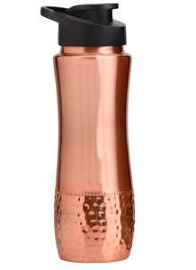 <b>Copper</b> Water <b>Bottle</b> With Flip Up Lid Reusable Handmade Ayurvedic <b>Drinking</b> Flask For Travel And Outdoor Use - Product Image 4