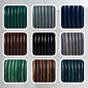 Cordón de cuero curtido de lujo marrón antiguo redondo personalizado para joyería de gama alta y componentes artesanales - Product Image 4