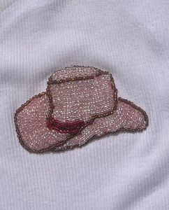 Camiseta de algodón color crema para mujer, manga corta, con gráfico de palmera con cuentas doradas, informal, de verano, cuello redondo, top tipo pullover. - Product Image 3