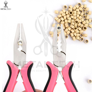 Pince à extensions de cheveux de haute précision, robuste, antidérapante, avec poignée rose et noire en acier inoxydable, personnalisable avec votre logo - Product Image 6