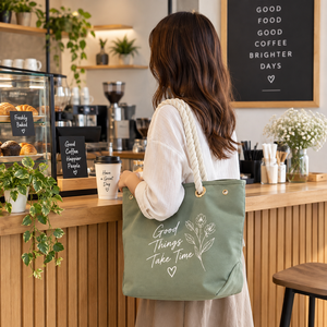 กระเป๋าหิ้ว EcoRev ECO89 Good Vibes Everyday แบบไม่ทอ ใช้ซ้ำได้ พร้อมหูเชือก เป็นมิตรกับสิ่งแวดล้อม พิมพ์โลโก้ตามสั่ง สำหรับใช้ในธุรกิจ - Product Image 3