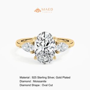 Anillo de Moissanita con Corte de Pera Dorado, Elegante Anillo de Compromiso para Mujer, Estilo NY, Joyería de Lujo, Anillo de Regalo de Moda - Product Image 6