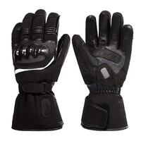 Gants de ski d'hiver en cuir à doigts entiers, isolés thermiquement, fermeture auto-agrippante, unisexe, noir