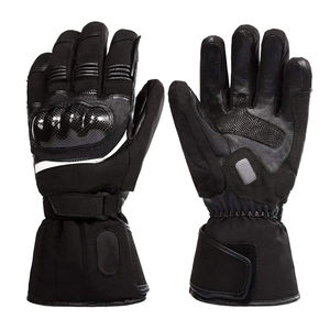 Gants de moto en cuir imperméables et coupe-vent avec doublure en polaire épaisse résistante au froid et fermeture à boucle et crochets - Product Image 3