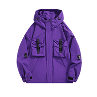 Veste coupe-vent en toile à capuche pour homme avec logo personnalisé, manches longues, fermeture éclair sur le devant, fine, légère, imperméable, coupe-vent, couleur unie