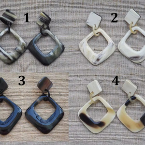 ต่างหูทำจากเขาควายขัดเงา งานฝีมือดั้งเดิม ดีไซน์ใหม่รักษ์โลก งานฝีมือธรรมชาติ เครื่องประดับสำหรับผู้หญิง สั่งทำได้ ขายดีที่สุด - Product Image 1