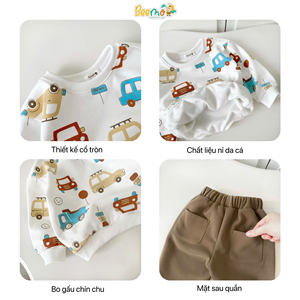 Vêtements d'hiver pour enfants, mode et chaleur, t-shirts à manches longues en coton décontractés pour garçons, imprimé voiture, ensembles de vêtements pour tout-petits - Product Image 3