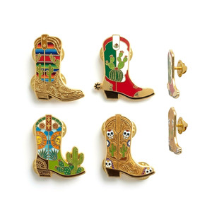 Pins de metal personalizados con diseño de botas de vaquero esmaltadas para regalos de recuerdo turístico de Texas City Country - Product Image 5