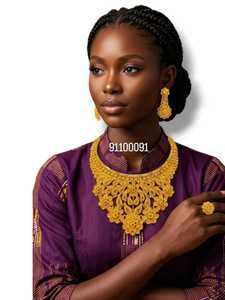 AWAIS HOUSE Women's Engagement Party Wedding Anniversary Gift Jewelry Set 6 Gram Gold Plated Brass Hiphop <b>Infinity</b> Claw Setting - Product Image 2