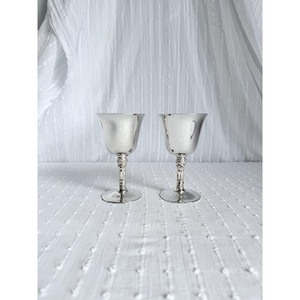 Handmade Embossed Cocktail <b>Glasses</b> Set Of 2 For Wedding Occasion Vintage <b>Stainless</b> Steel Goblets Bell Shape - Product Image 3