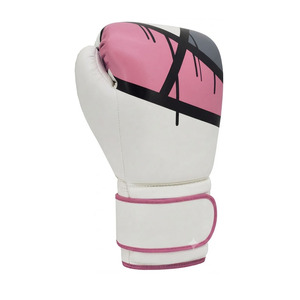Ekin Impex White <b>Pink</b> Adult Boxing Gloves Black Design Leather Slip-On Closure Breathable Unisex Training Customizable Packaging - Product Image 2