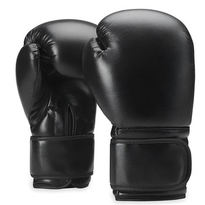Guantes de Boxeo de Cuero con Cordones, Protección Completa para los Dedos, Equipo de Entrenamiento Profesional para Adultos, Color Negro - Product Image 1