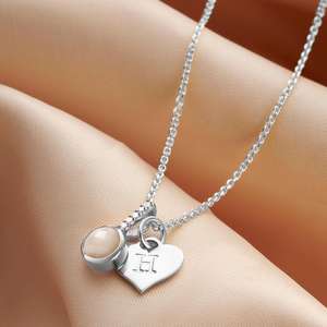 Collar con colgante de cristal de roca con inicial, plata de ley 925, collar con letra delicada, piedra de nacimiento de abril, regalo para mujer - Product Image 5