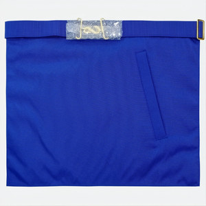 Tablier du 14e degré du Rite écossais, broderie machine bleue et broderie main, en tissu moiré noir de qualité supérieure - Product Image 4