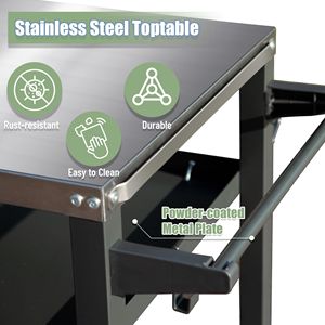 Carrello da Esterno a 3 Ripiani con Ruote, Tavolo in Acciaio Inox Blackstone per Forno Pizza, Soluzione di Stoccaggio per Preparazione Cibo - Product Image 3
