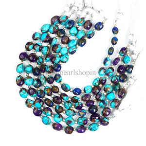 Cuentas de Turquesa Azul Mohave en Forma de Pepita 6x8 8x10mm, Cuentas de Piedra Preciosa de Turquesa Natural Lisa, Hilo de 8 Pulgadas para Fabricación de Joyas al por Mayor - Product Image 1