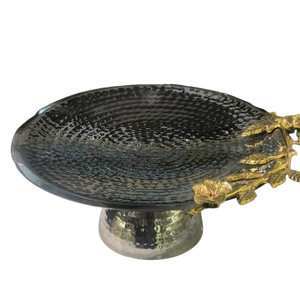 Elegante soporte de pastel de aluminio de un solo nivel textura martillada brillante pulido Año Nuevo postres precio suministros de decoración de pasteles - Product Image 1