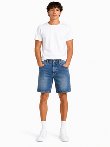 <b>Men</b>’s Blue Denim Shorts Casual Summer Jeans Shorts Relaxed Fit Everyday Denim Bottoms Stylish Streetwear Washed Cotton Denim - Product Image 3