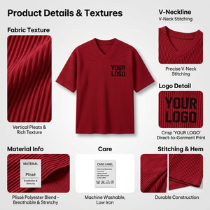 Pull côtelé à col en V pour homme, manches courtes, tricoté, avec logo personnalisé, style streetwear décontracté, vente en gros, fournisseur B2B USA - Product Image 5