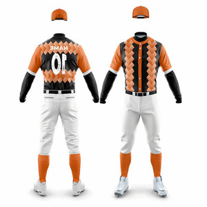 OEM Plus Size Top Selling Button Up Design Jersey Sublimation Stripe Design Printed Softball Adults Men's <b>Baseball</b> Uniform <b>Sets</b> - Product Image 4