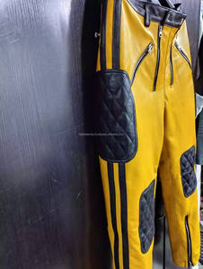 Pantalon en cuir jaune original pour hommes en peau de mouton imperméable et respirant - Product Image 2