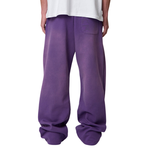Pantalon en molleton délavé pour homme, coupe ample, jambe large, taille à cordon, ourlet ouvert, style streetwear, fabricant OEM, fournisseur en gros - Product Image 2