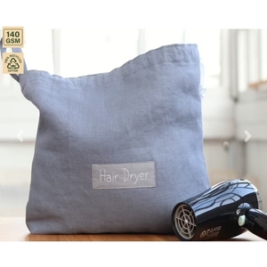 Custom Logo 140 GSM Recycled Cotton Hair Dryer Storage Bag 30x40 cm Hanging Handle Hotel Salon Travel Pouch Wholesale OEM ODM - Product Image 1
