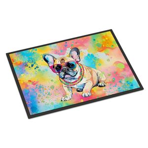 Felpudo de Bulldog Francés Hippie Dawg, antideslizante, lavable, de pila baja, 24H X 36W, alfombra de entrada para interior y exterior para puerta Delantera - Product Image 1