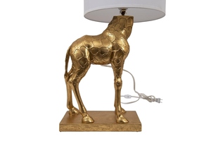 Modern Luxury Gold Giraffe Sculpture <b>Table</b> Lamp White Fabric Shade Animal Art Deco <b>Bedside</b> Living Room Home Decor Light - Product Image 4