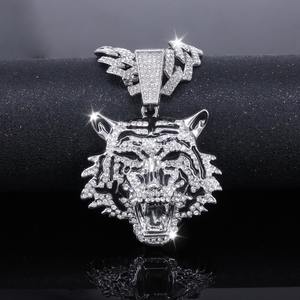 Collar de Lujo con Colgante de Cabeza de Tigre con Diamantes de Alta Calidad, Estilo Hip Hop, Collar de Animales con Incrustaciones de Diamantes para Hombre, Disponible a Precio de Exportación - Product Image 3