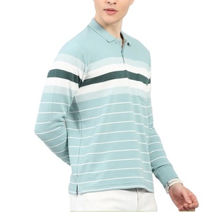 Camiseta Polo Personalizada para Hombre, 100% Algodón, Manga Larga, Transpirable, con Rayas Teñidas, de Bangladesh - Product Image 3