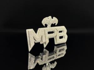 Colgante Personalizado de Lobo Ártico con Circonitas Heladas, Logotipo de Murciélago MB, de Acero Inoxidable y Plata Tibetana, con Dije de Pedrería, Estilo Hiphop Unisex, Ice Legacy - Product Image 2