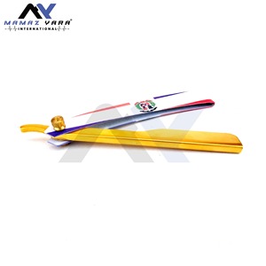 Rasoir de barbier professionnel à glissière plaqué or, logo personnalisé, lame pliable en acier inoxydable pour le rasage du visage et de la barbe - Product Image 2