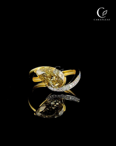 Bague de fiançailles en diamant de laboratoire taille poire certifié IGI, plaqué or 14 carats, sertie clos, forme goutte d'eau, cadeau pour anniversaire, mariage ou fête - Product Image 1