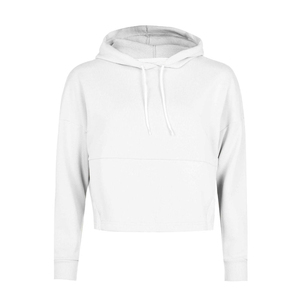 Sweat-shirt à capuche blanc pour femme, manches longues, tricoté en coton respirant, couleur unie, style automne - Product Image 2