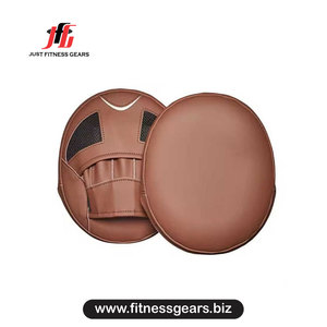 = Boxing <b>Focus</b> <b>Pads</b> Brown Leather Velcro Closure Breathable Martial Arts Training Gear - Product Image 1