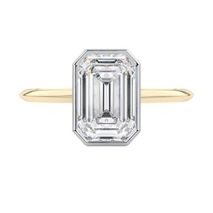 Bague de mariage en diamant synthétique de laboratoire certifié IGI, taille émeraude 2,00 carats, clarté VS1, couleur F, fabrication de bijoux en diamant CVD, or 18 carats - Product Image 1